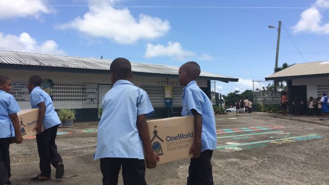 280 boxes were equally distributed between 13 schools. image