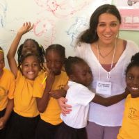 Illustrator Gabrielle Grimard with new friends from Elizabeth Pemberton School in Gingerland, Nevis. image
