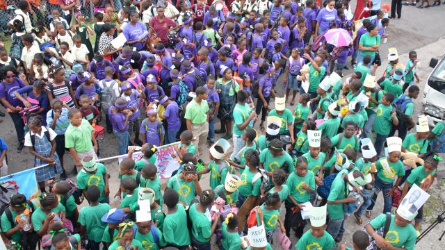 After marching through Charlestown, over 500 students attended the first ever Rainforest of Reading in St. Kitts & Nevis. image